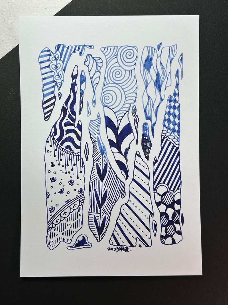 Purely hand-painted Zentangle postcard-block (color optional) - Cards & Postcards - Paper Multicolor