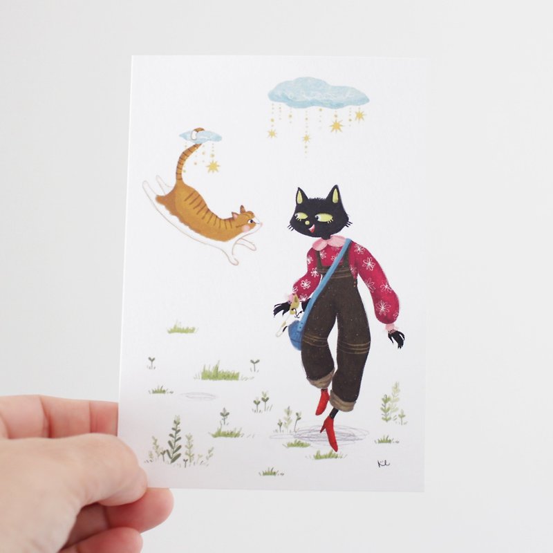 Angel_Black Cat Postcard I MissCatCat - การ์ด/โปสการ์ด - กระดาษ ขาว
