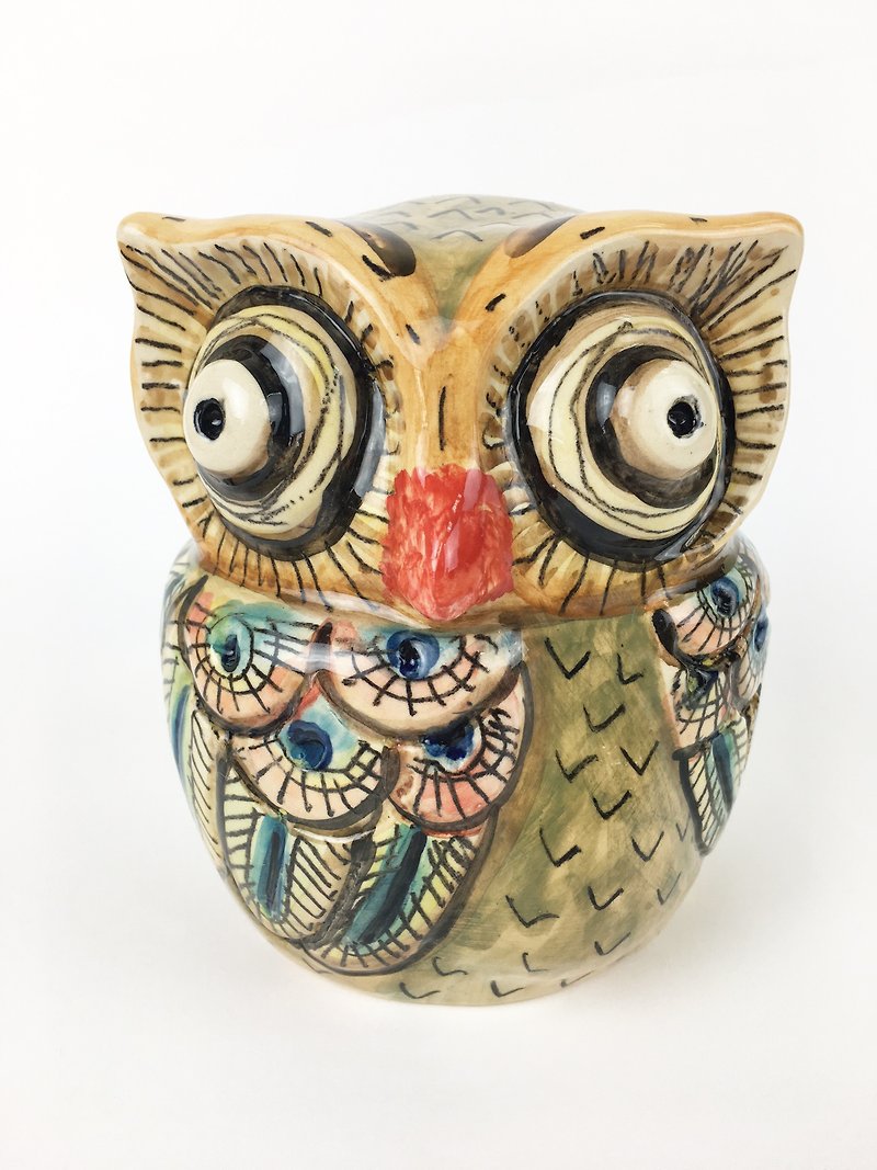 Nice Little Clay three-dimensional handmade ornaments-little owl 7 - Pottery & Ceramics - Pottery Multicolor
