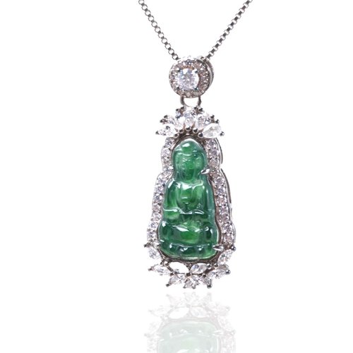 瓔珞珠寶盒 E.L.Jewelry Box 冰種老坑綠翡翠觀音菩薩項鍊 925純銀 | 天然翡翠A貨 | 送禮