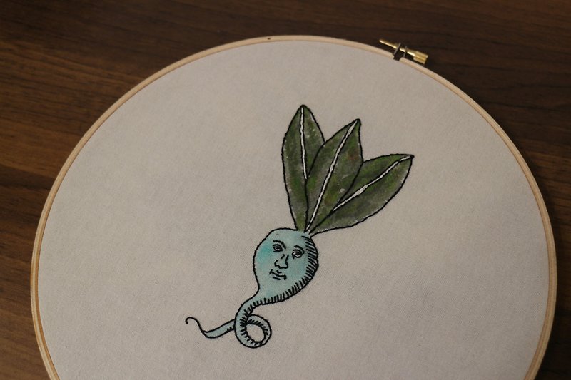 Medieval Human Face Herbal Plant Embroidery - อื่นๆ - งานปัก สีเขียว