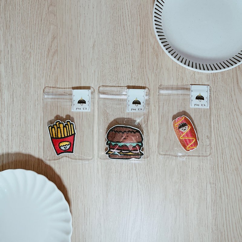 Pins | Hamburgers | French Fries | Hot Dogs | - Badges & Pins - Thread Red