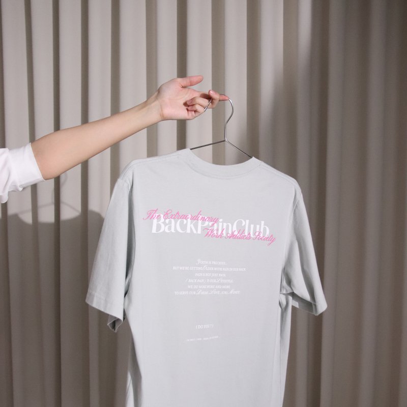 เสื้อยืดสีเทา+สติกเกอร์ลาย BackPainClub - อื่นๆ - ผ้าฝ้าย/ผ้าลินิน สีเทา