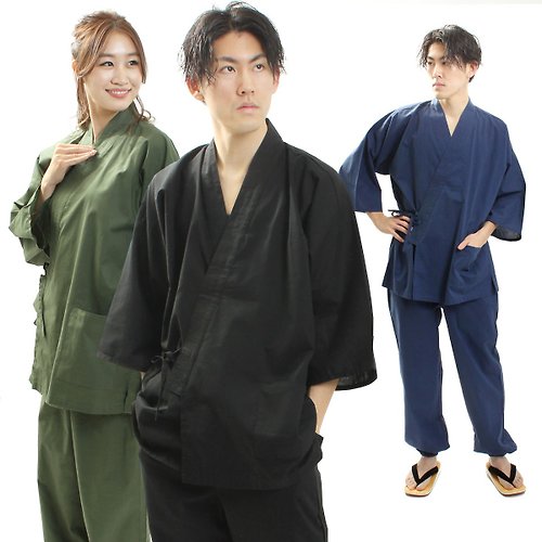 fuukakimono 日本 和服 作務衣 日式 休閒 室內服 甚平 睡衣 男女通用 成套組