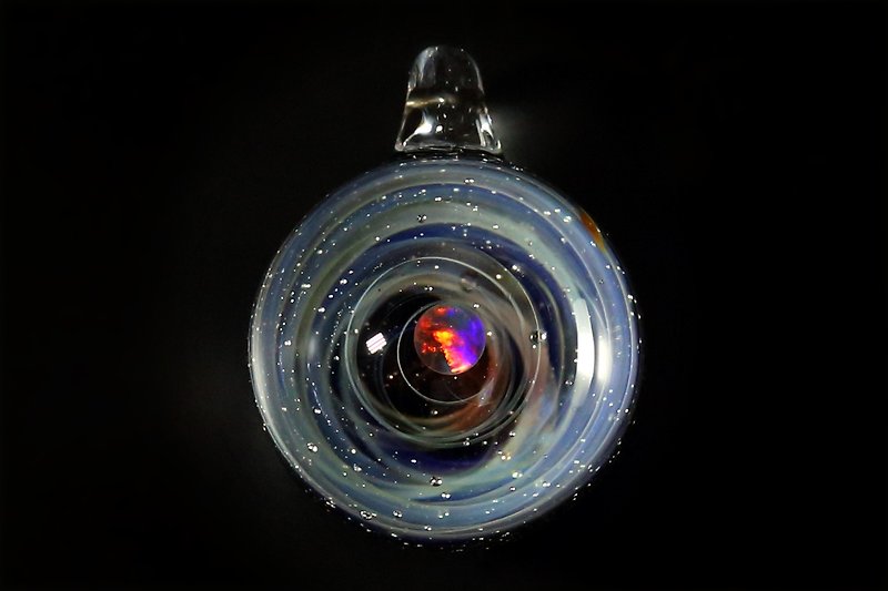 SPIRAL GALAXY opal space glass pendant no.42 - Chokers - Glass Blue