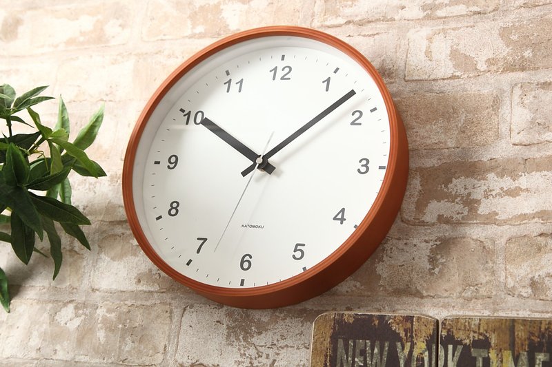 KATOMOKU plywood clock M尺寸 淺褐色 (km-36M) 掛鐘 日本製造 - 時鐘/鬧鐘 - 木頭 橘色