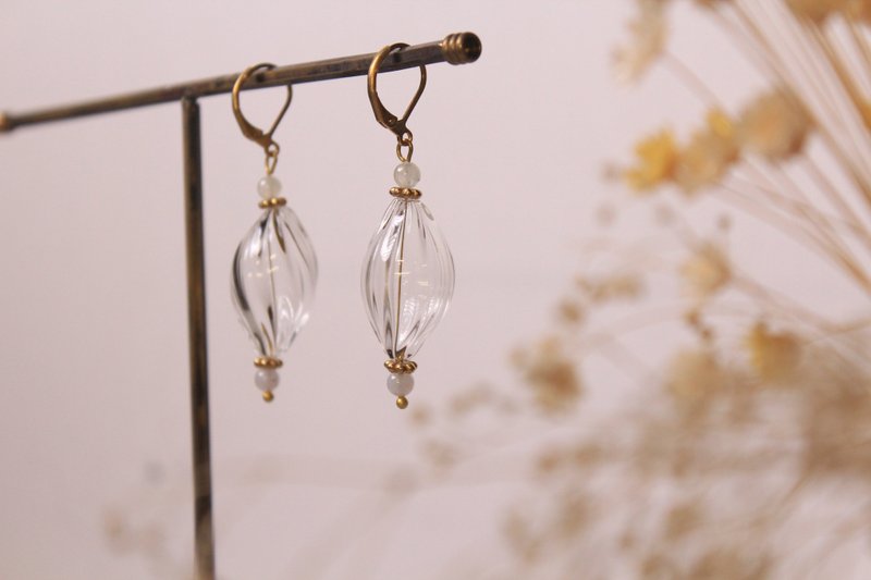 Earrings Clip-On/ Transparent Series/ Transparent Conch/ Glazed Glass Transparent - ต่างหู - แก้ว สีใส