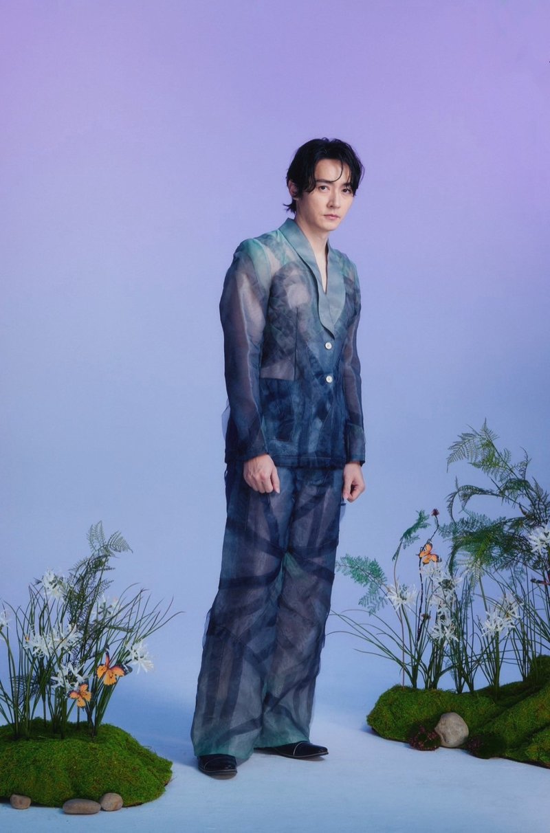蝴蝶深藍色漸層切割剪裁禮服西裝 - 男西裝外套 - 其他人造纖維 藍色