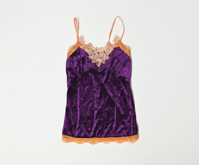 Purple outlets women's fashion retro lace vest top