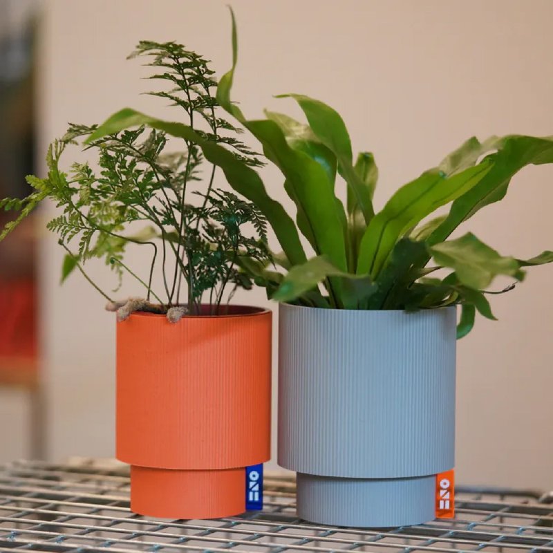 ONF 3D Print Planter - Stripe Duo Set- 3D列印盆器 直條雙盆組 - 植栽/盆栽 - 其他材質 白色