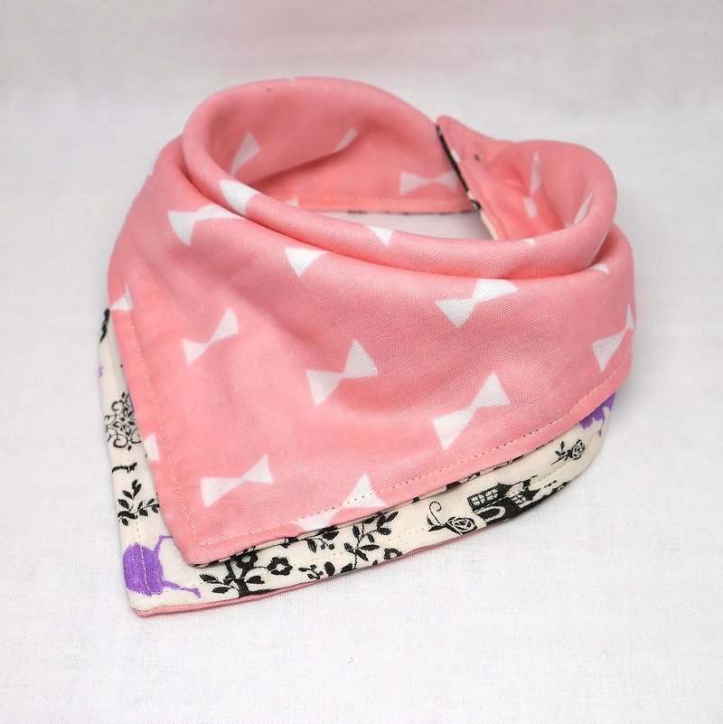 Japanese Handmade 6-layer-gauze Baby Bib - ผ้ากันเปื้อน - ผ้าฝ้าย/ผ้าลินิน สึชมพู