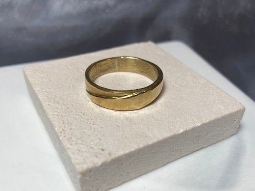 柒家手做飾品 寬版黃銅戒指