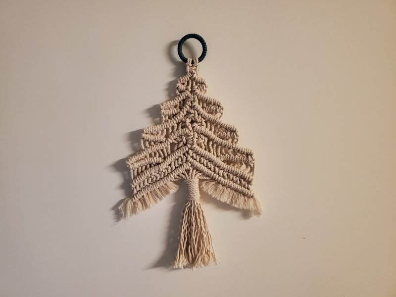 Macrame woven Christmas tree wall hanging [medium model] - Wall Décor - Cotton & Hemp White