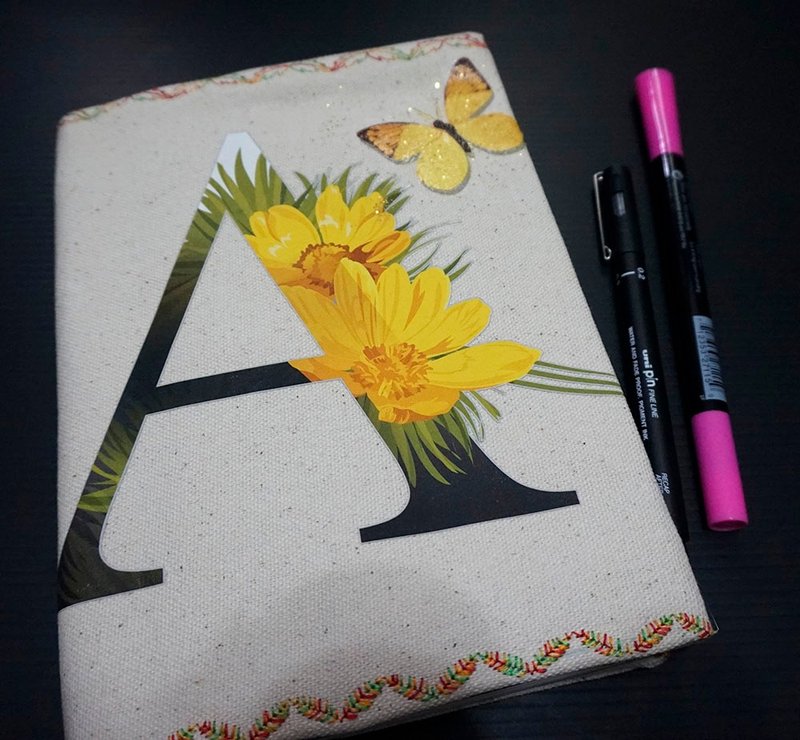 Yellow flower butterfly notebook diary notepad drawing book - Notebooks & Journals - Paper Multicolor