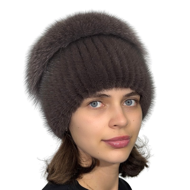 Winter Fur Hat Luxury Women's Mink Hat Knitted Russian Fur Hat Fox Fur Hats Caps - 帽子 - 羊毛 多色