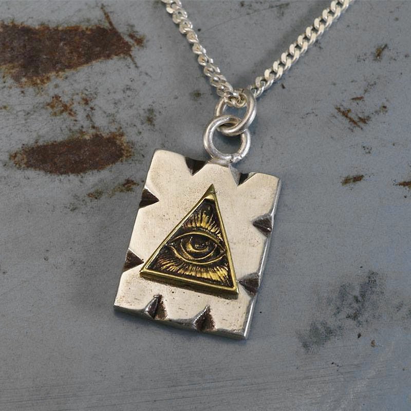 Pendant Necklace Mexican Biker silver freemason illuminati triangle masonic new - Necklaces - Other Metals Silver
