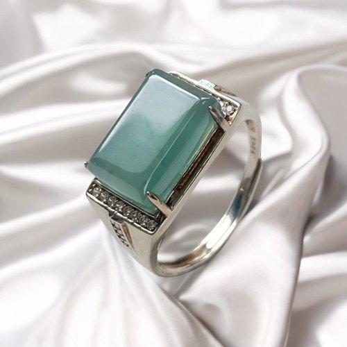 瓔珞珠寶盒 E.L.Jewelry Box 藍水翡翠無事牌925純銀戒指 | 天然玉翡翠A貨