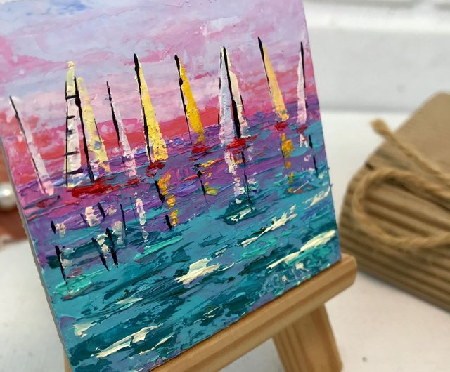 Seascape Acrylic Painting on Mini Canvas for Beginners