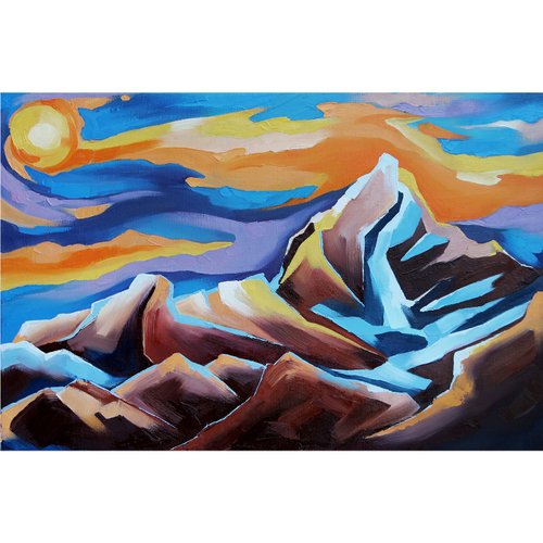 【水彩画】三水公平/ヒマラヤ/ネパール/真作/絵画/額付き/山脈/山 水彩画】三水公平/ヒマラヤ/ネパール/真作/絵画/額付き/山脈/山