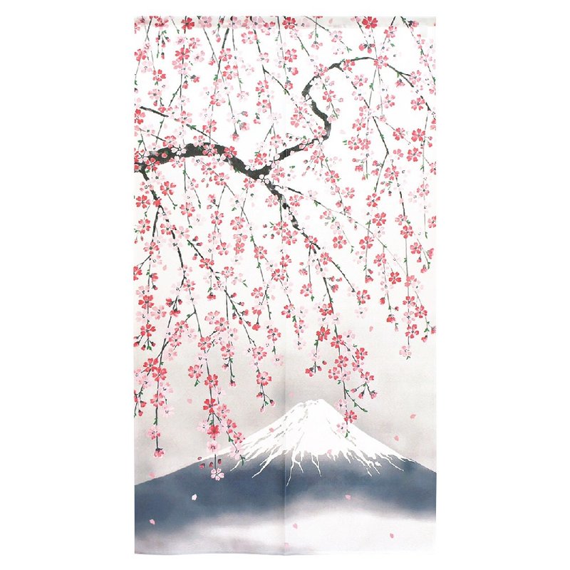 日本製コスモ長門簾富士山春天櫻花 - 門簾/門牌 - 其他人造纖維 