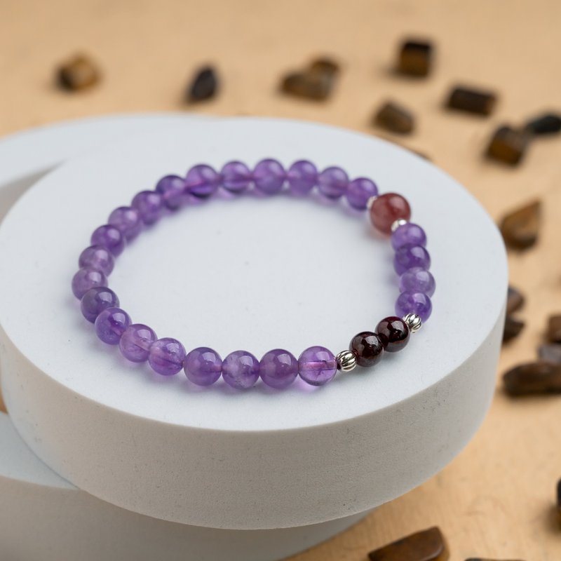 Amethyst Series 7mm Amethyst Bracelet Fire Element - สร้อยข้อมือ - คริสตัล สีม่วง