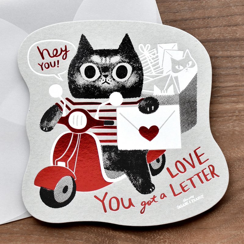 You got a love letter  手工絹印情書卡 - 卡片/明信片 - 紙 紅色