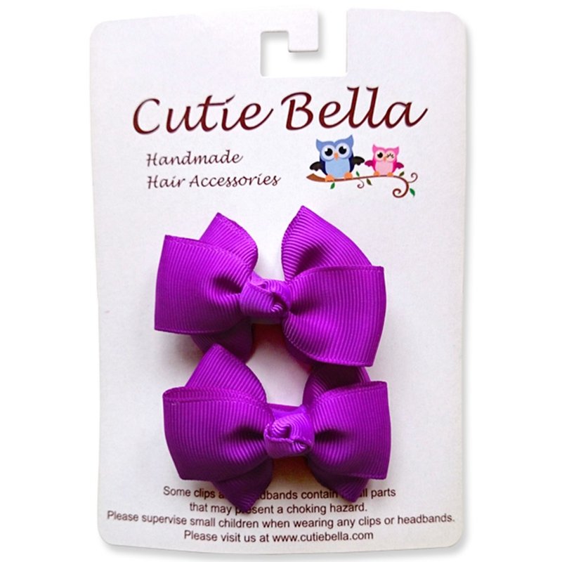 Cutie Bella 夢幻手工髮飾全包布 蝴蝶結髮夾二入組-Violet - 髮夾/髮圈 - 聚酯纖維 