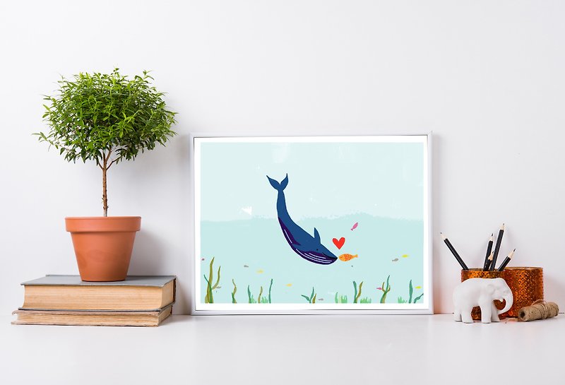 Whale - Wall Print - Items for Display - Paper Multicolor