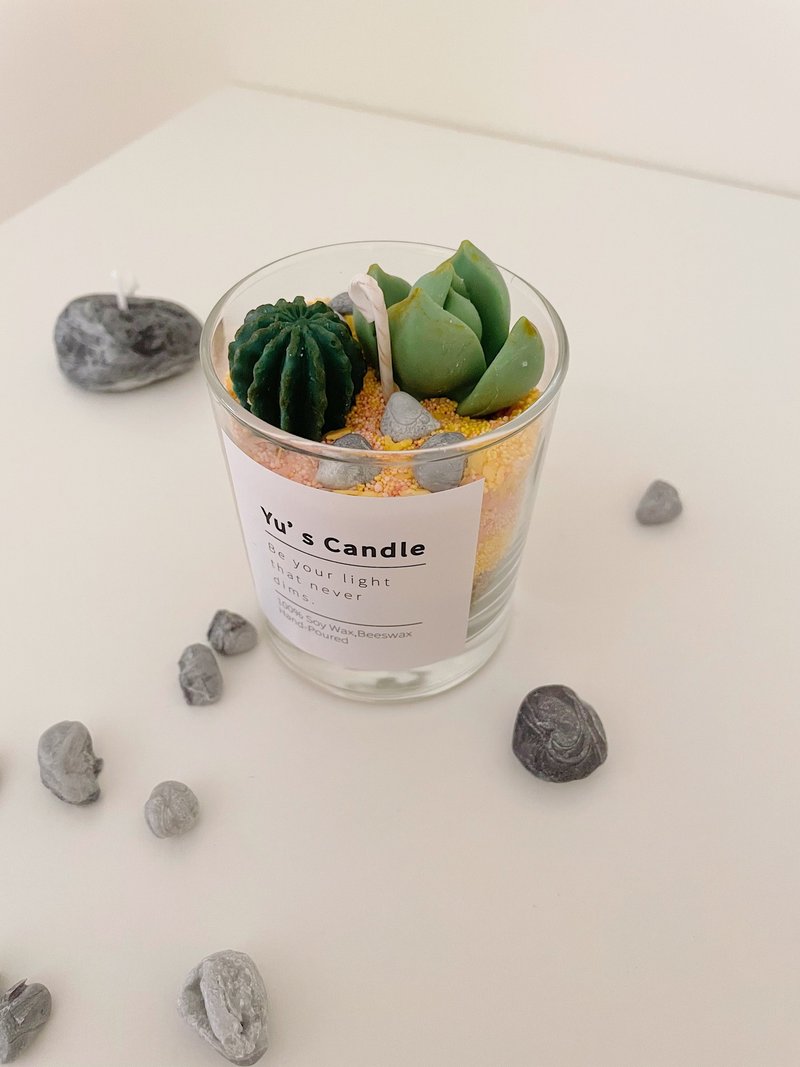 Fragrance candle material package handmade cactus candle succulent potted plant diy fun healing gift - เทียนหอม/น้ำหอม/สบู่แฮนด์เมด - ขี้ผึ้ง สึชมพู