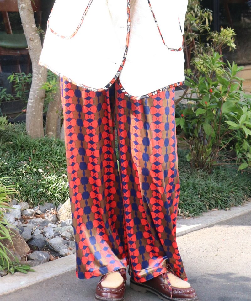 Link our Ties Easy pants(NAVY×ORANGE) - 中性長褲/短褲 - 聚酯纖維 橘色