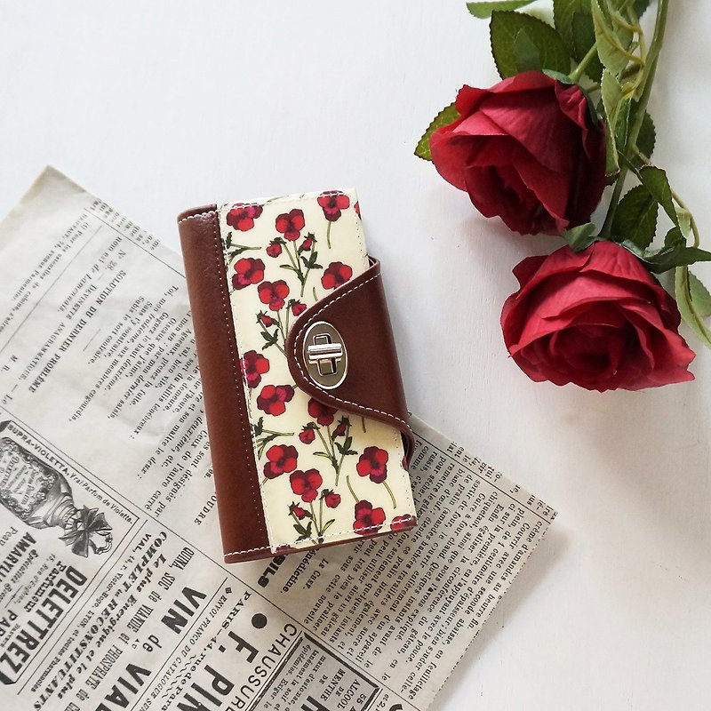Rose Red, iPhone case, Liberty notebook type smartphone case - Phone Cases - Waterproof Material Red