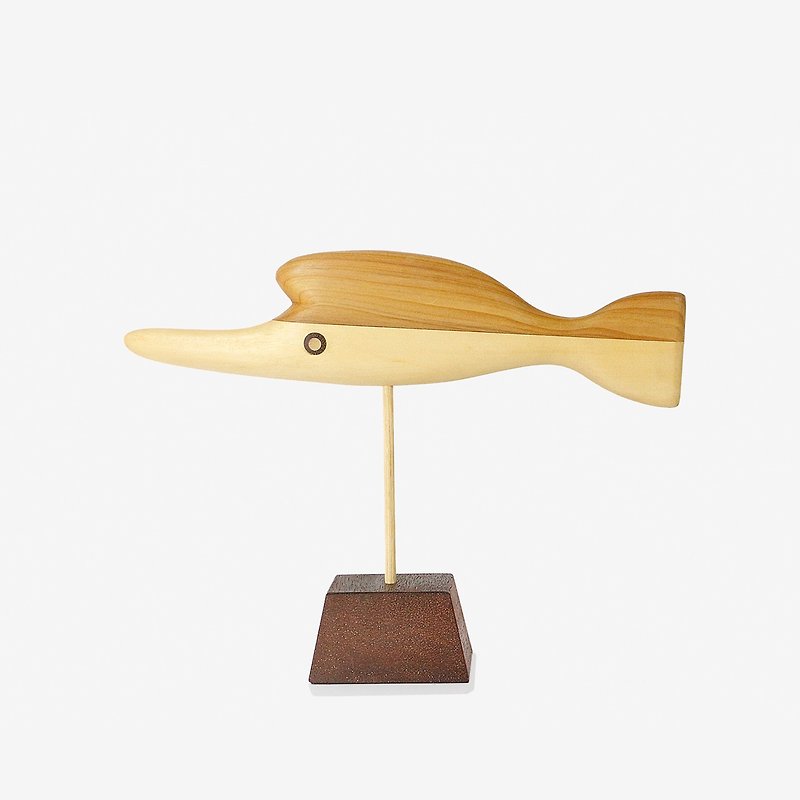 ヒーリングシステム木彫りの魚/人形 - 置物 - 木製 ゴールド