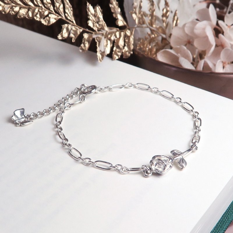 Rose Gemini Constellation Flower 925 Sterling Silver Bracelet Girls Bracelet Birthday Gift - สร้อยข้อมือ - เงินแท้ สีเงิน