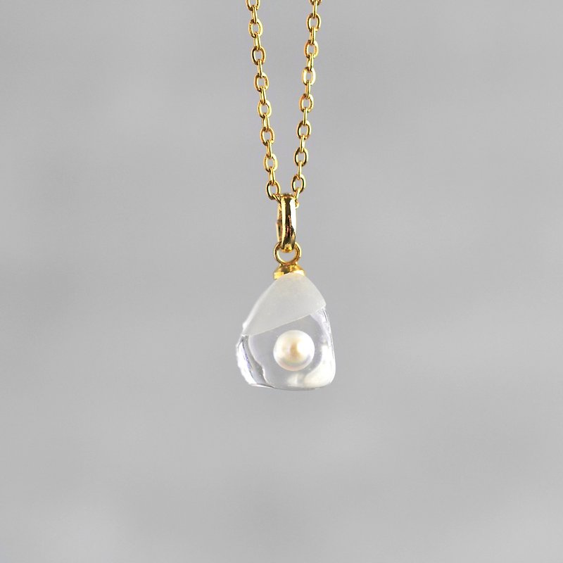 Freshwater pearl, Stainless Steel, necklace, simple, resin, natural product, made in Japan - Necklaces - Resin Transparent