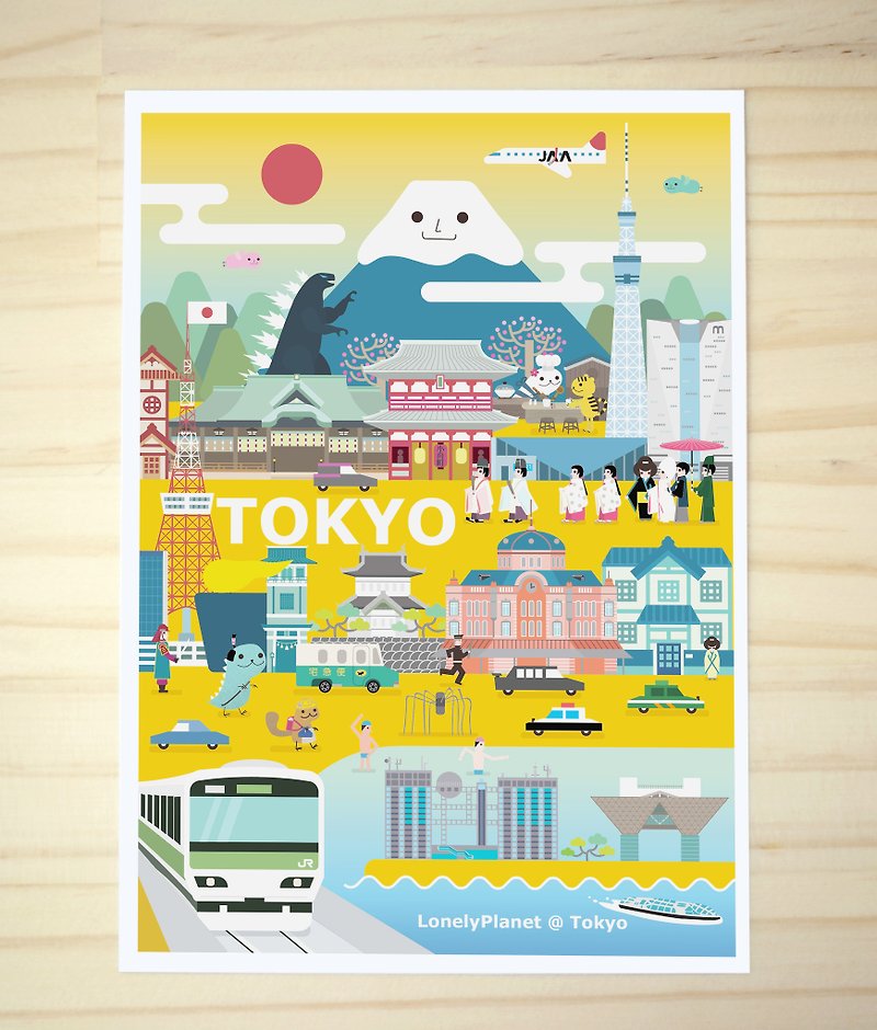 [寂寞星球2.0] 明信片-地球城市-東京 Tokyo - 心意卡/卡片 - 紙 黃色