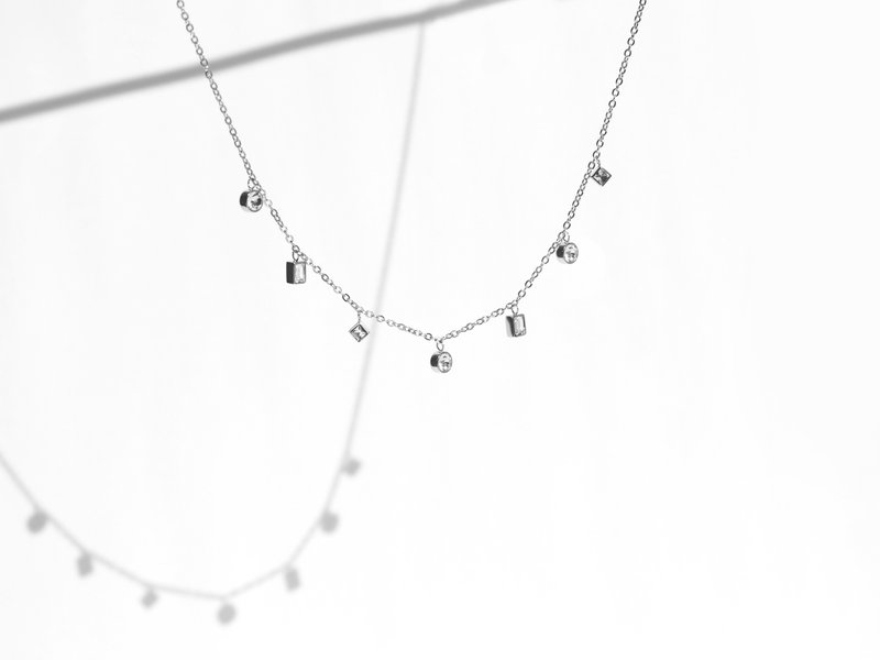 7-Stone Necklace | Silver - Necklaces - Stainless Steel Silver