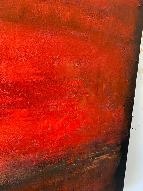 オリジナルの抽象画 赤と黒のキャンバスアート モダンミニマリスト