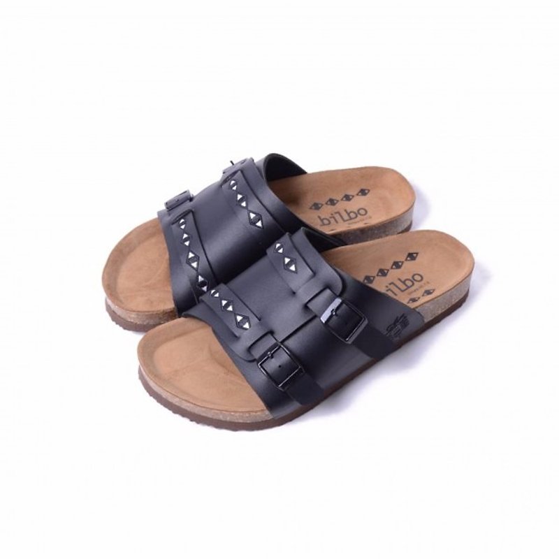 Evangelion X oqLiq - eyes sandals - Men's Casual Shoes - Genuine Leather Black