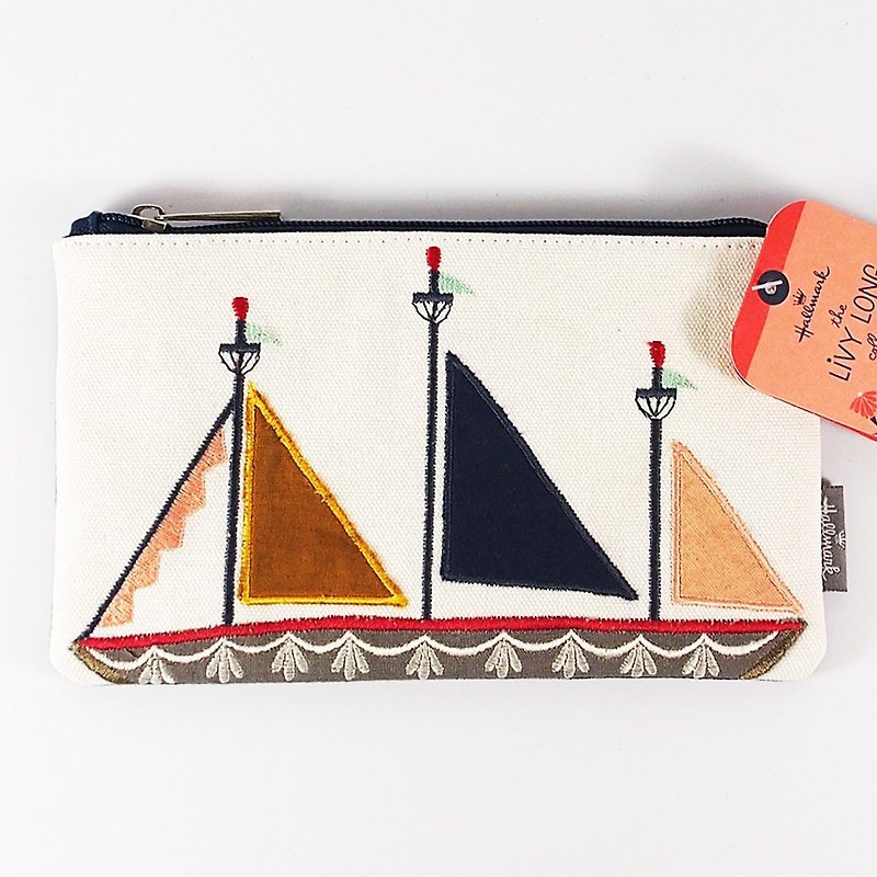 Geometry Sailing Cloth Clutch [Hallmark-Livy Long Series Designer Tote] - Clutch Bags - Other Materials White