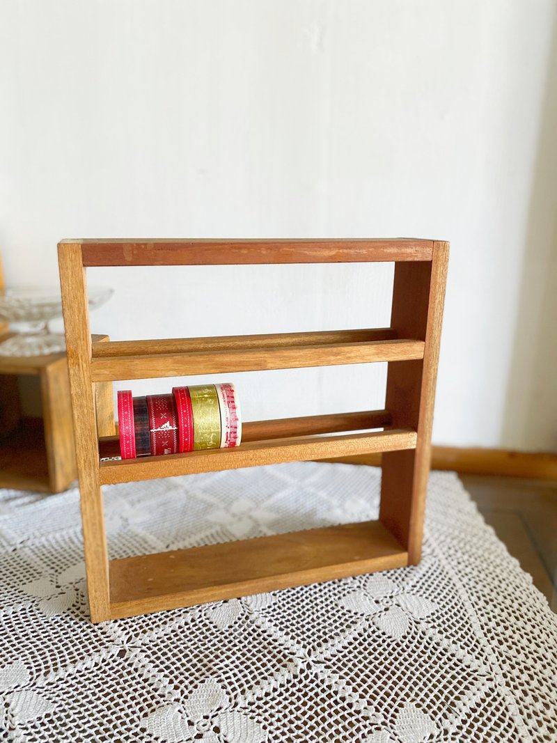 【好日戀物】 日本zakka日雜復古木製仿舊置物木架紙膠帶線軸 - 層架/置物架/置物籃 - 其他金屬 白色