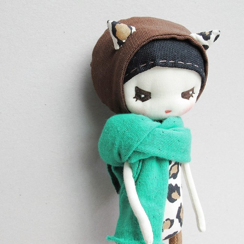 Coffee Leopard Elf (big eyes) - Stuffed Dolls & Figurines - Cotton & Hemp Brown