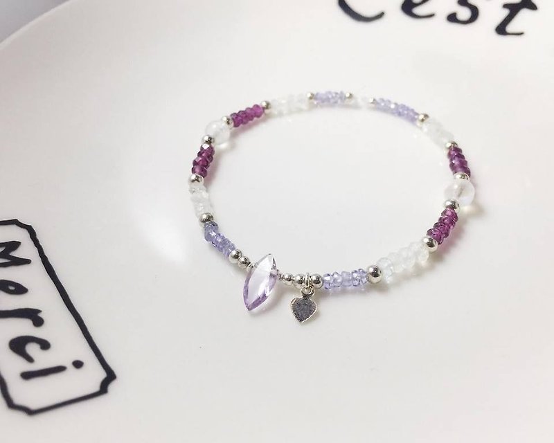MH Sterling silver natural stone custom series _ Hyacinth Etude - Bracelets - Gemstone Purple