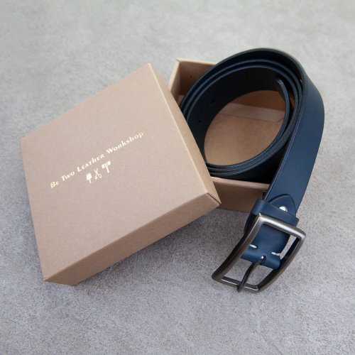 Be Two 手工皮件工作坊 皮帶 深藍 男用 belt 義大利皮革 腰帶 34mm 客製燙金 禮物