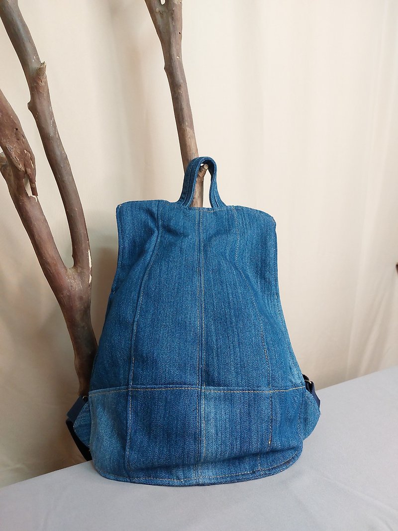 【休閒後背包】環保/手工製作/後背包 - 後背包/書包 - 其他材質 藍色