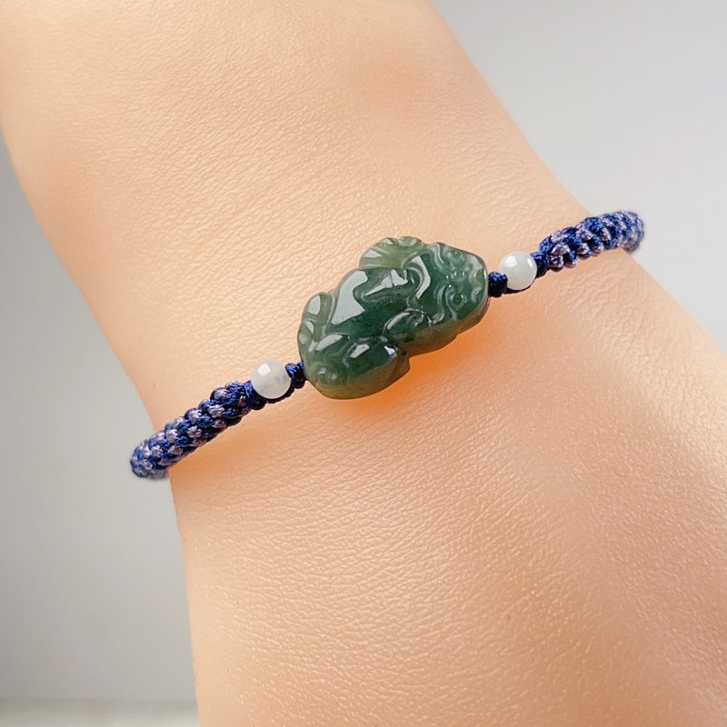 [Lucky Beast] Ice Green Jade Pixiu Braided Bracelet | Natural Burmese Jade Jade A Grade | Gift - Bracelets - Jade Green