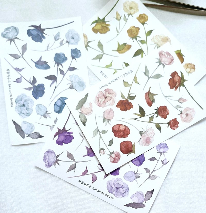 A watercolor lovely rose paper sticker - 貼紙 - 紙 白色