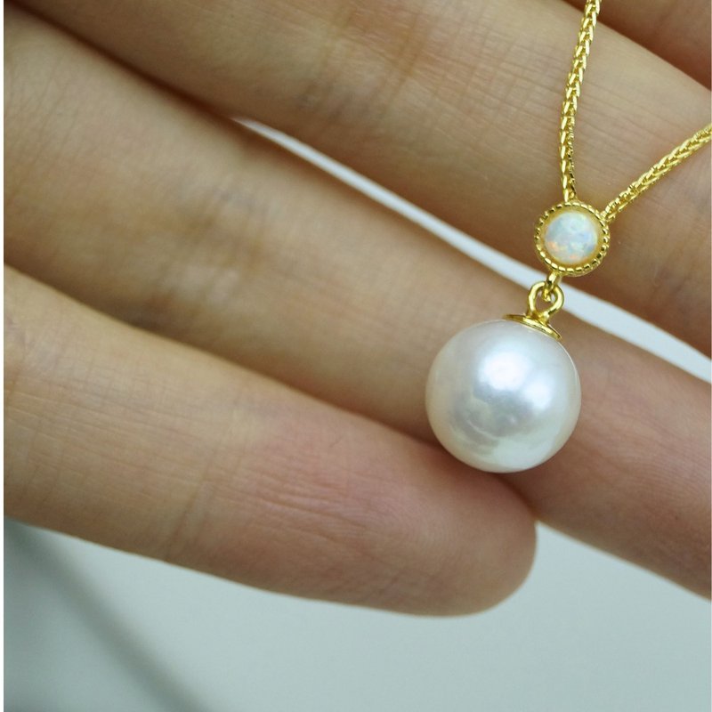 S925銀淡水珍珠項鏈 - 項鍊 - 珍珠 金色