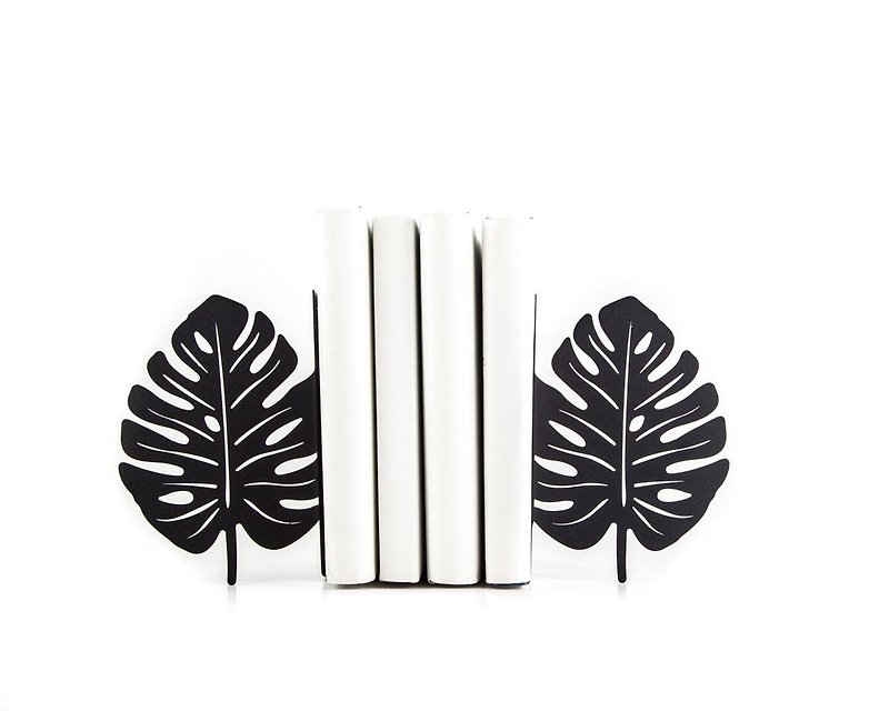 Metal Bookends Monstera // functional decor for modern home // FREE SHIPPING // - Items for Display - Other Materials Black