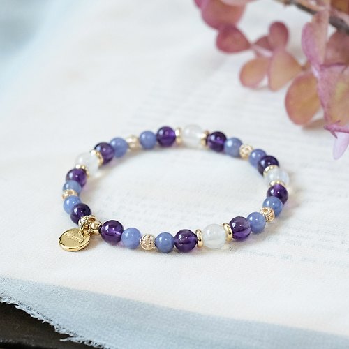 Hanhan Jewelry 紫水晶 丹泉石 月光石 手鍊 天然礦石水晶