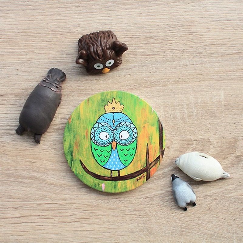 Ceramic water coaster ∣ Owl's dream forest - Coasters - Porcelain Multicolor